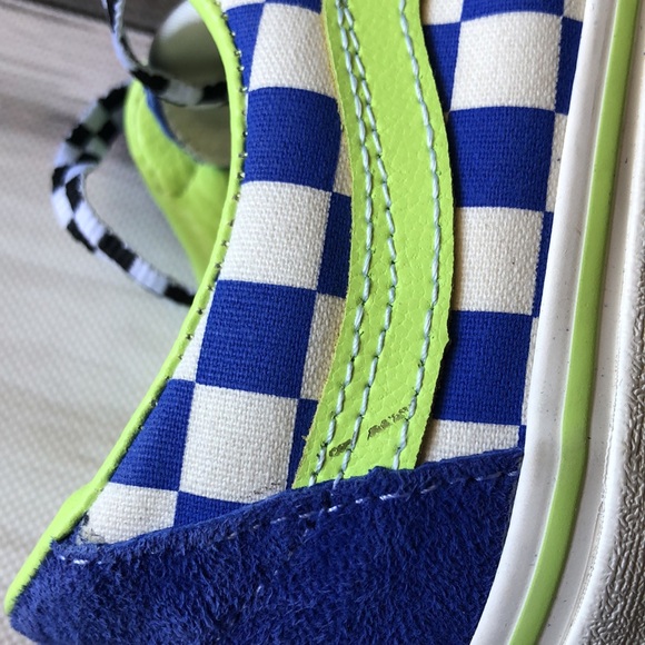 VANS SK8 LOW CHECKERBOARD  OFF THE WALL MENS 4/WOMANS 5.5 Green and blue - Picture 4 of 7
